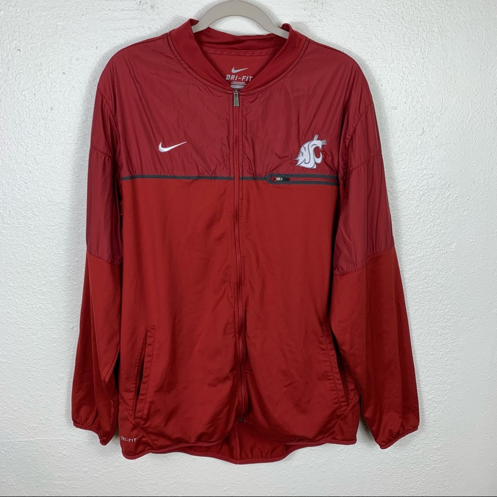 Nike Dri-Fit WSU Washington State Cougars Full Zip Long Sleeve Football Red XL